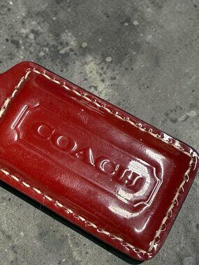 Coach Patent Leather Hangtag – Red (2.5")